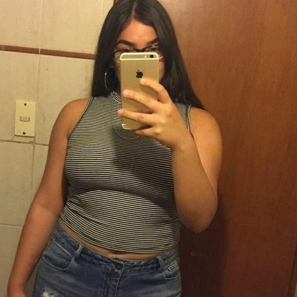 BW Striped Turtle Neck Crop Top